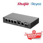 Reyee Switch 6-Ports Gb 4 PoE 2 Uplink RJ45 54W Maroc
