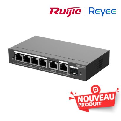 Reyee Switch 6-Ports Gb 4 PoE 2 Uplink RJ45 54W Maroc